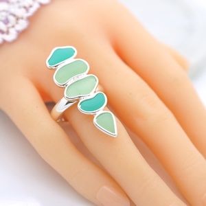 Sea Glass Tumbled Fitted 2" Long Ring